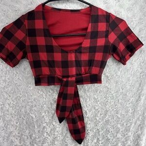 Waitressville Twin Peaks Red Plaid Crop Top Uniform Size XXS Halloween Cosplay
